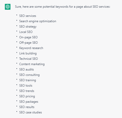 Keyword Suggestions from ChatGPT