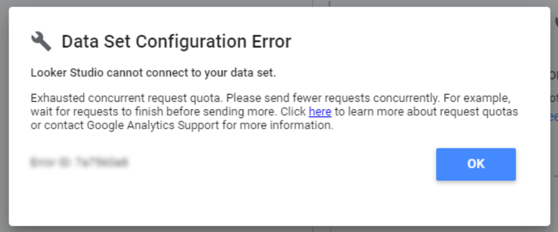 Looker Studio Data Set Configuration Error 